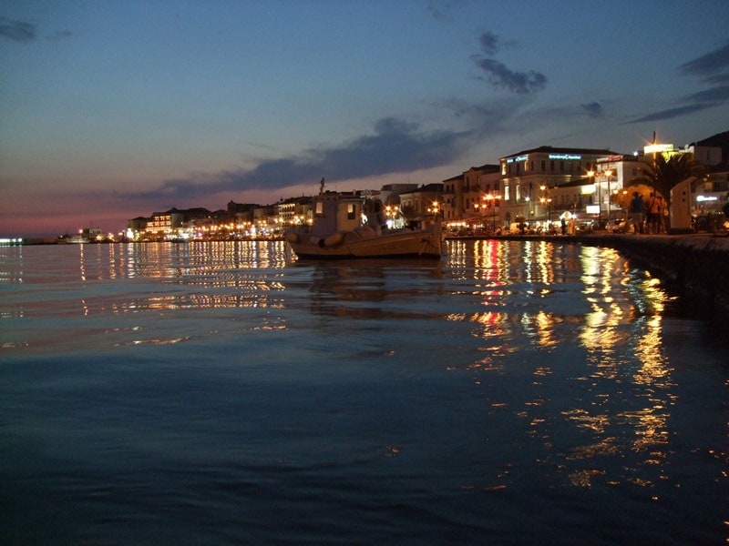 samos greek island at night near kusadasi