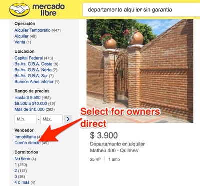 mercadolibre argentina accommodation rental for stays in Buenos Aires and Argentina