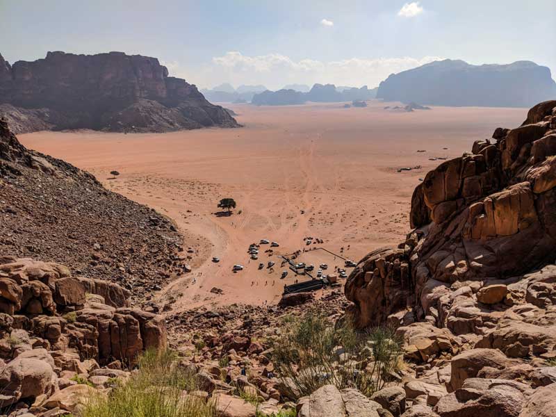 Climbing up to Lawrence Spring - Lawrence of Arabia's lookout in Wadi Rum, Jordan