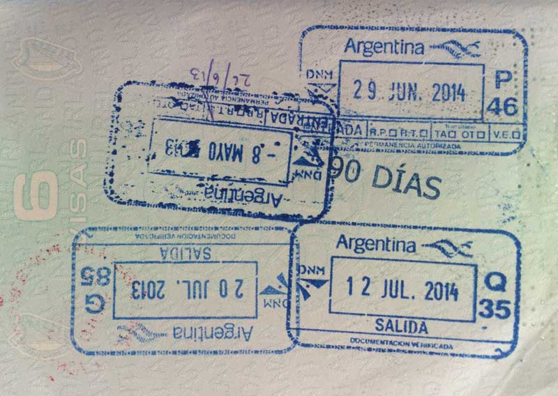 Irish Passport with Argentina entry stamps