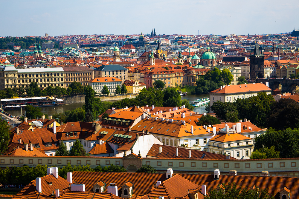Prague rooftops view
