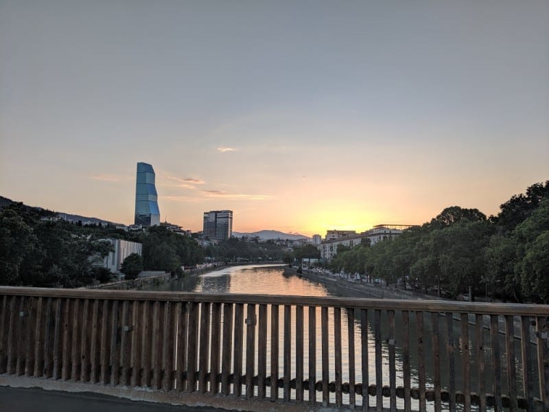 Tbilisi sunset at the river