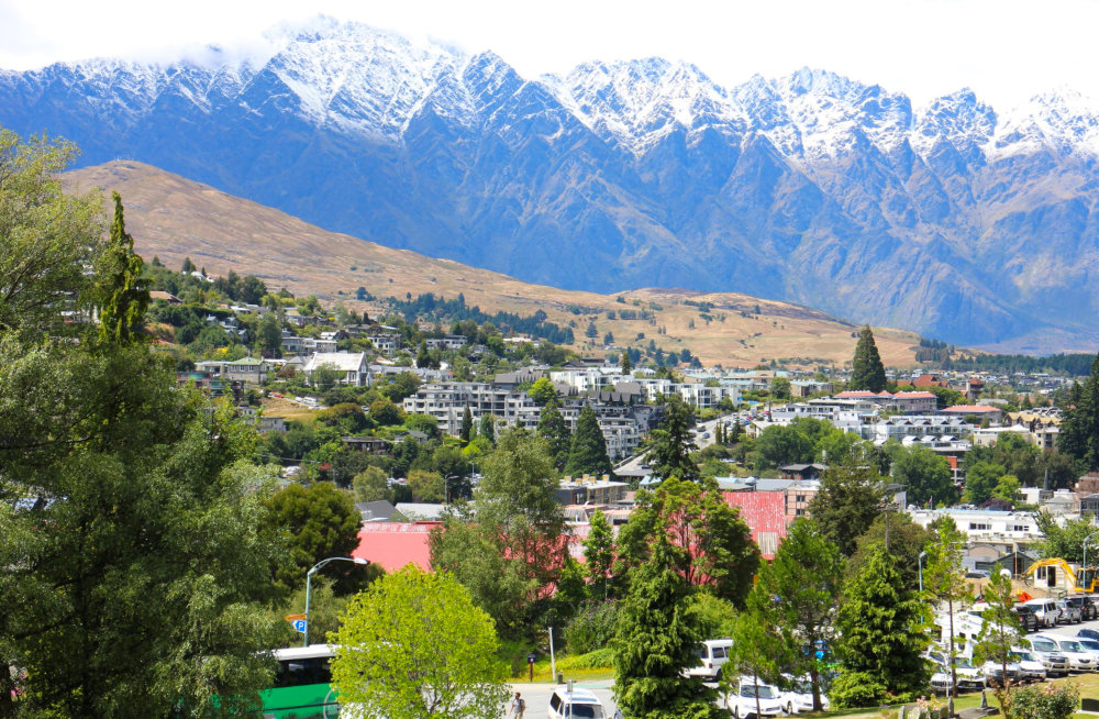 Queenstown with mountains behind