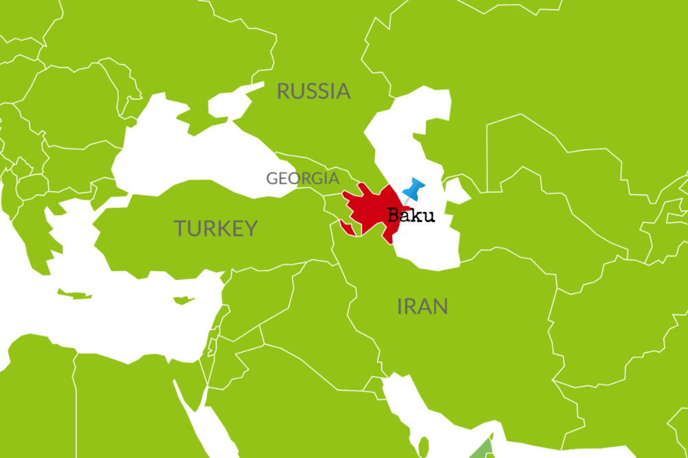 baku on map of azerbaijan