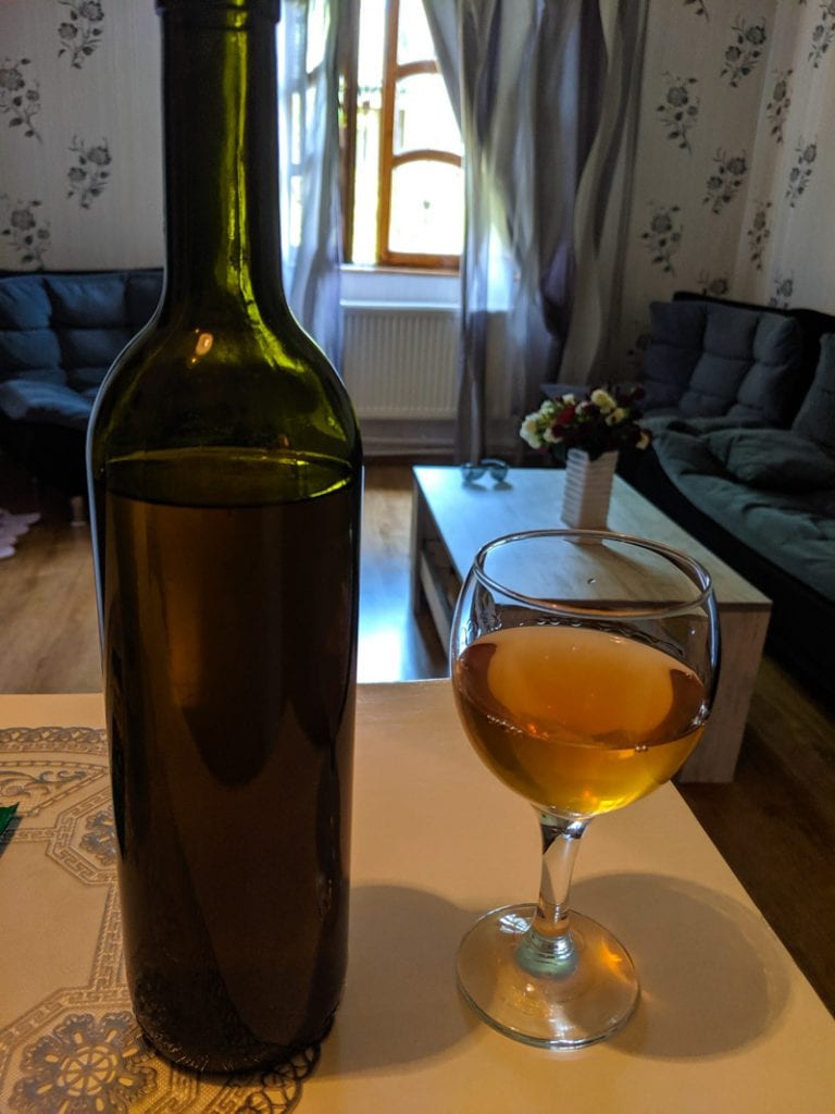 drinking homemade amber wine