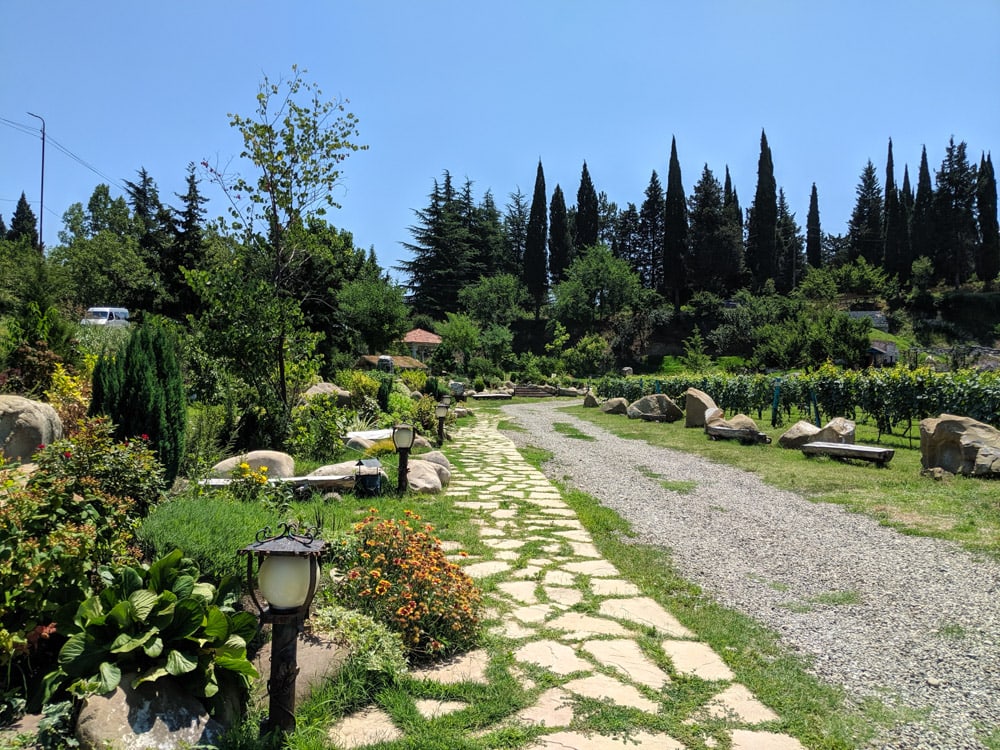 Shumi vineyards grounds with path in kakheti