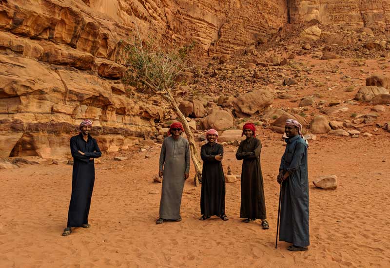 Bedouin tour guides in Wadi Rum near Khazali canyon