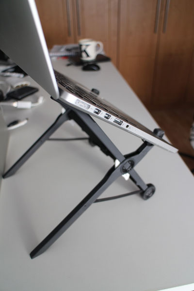 Roost Stand laptop stand with Macbook