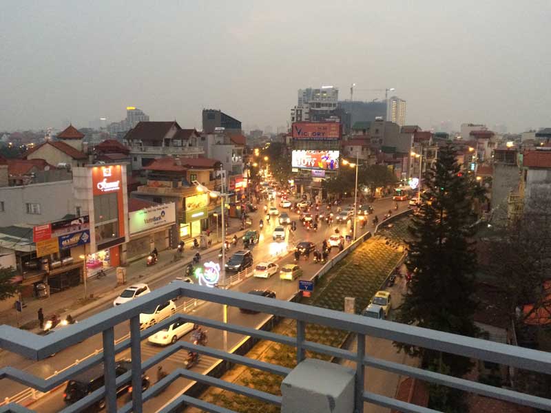 hanoi streets - pollution and noise from motorbikes