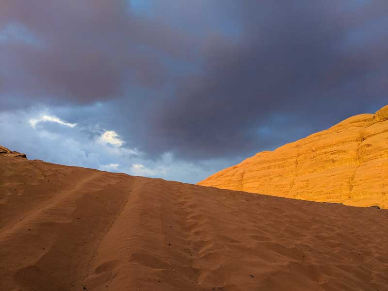 Mountain and sky beautiful colours in Wadi Rum