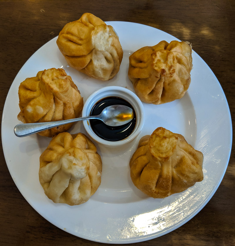 Fried khinkali dumplings