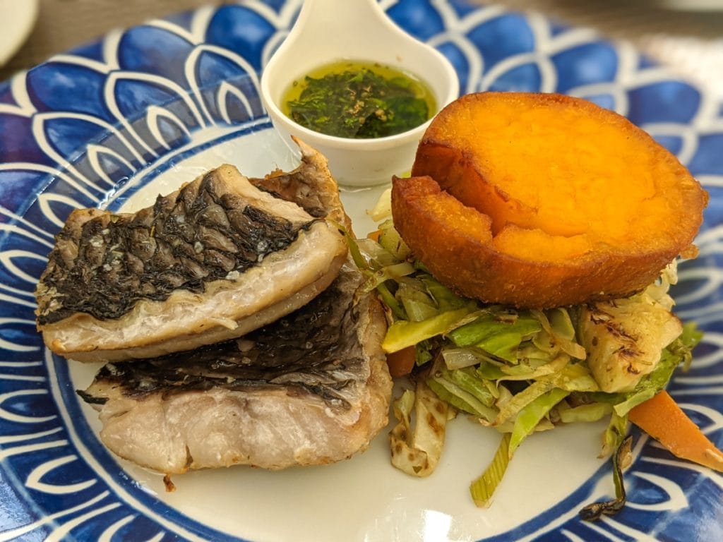 fried fish and sweet potato