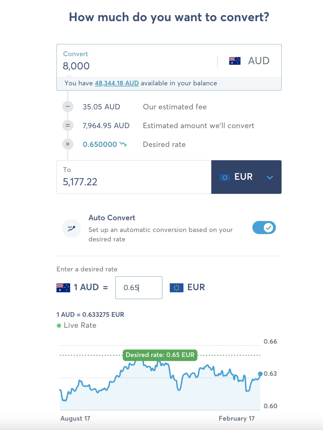 wise auto convert currencies feature