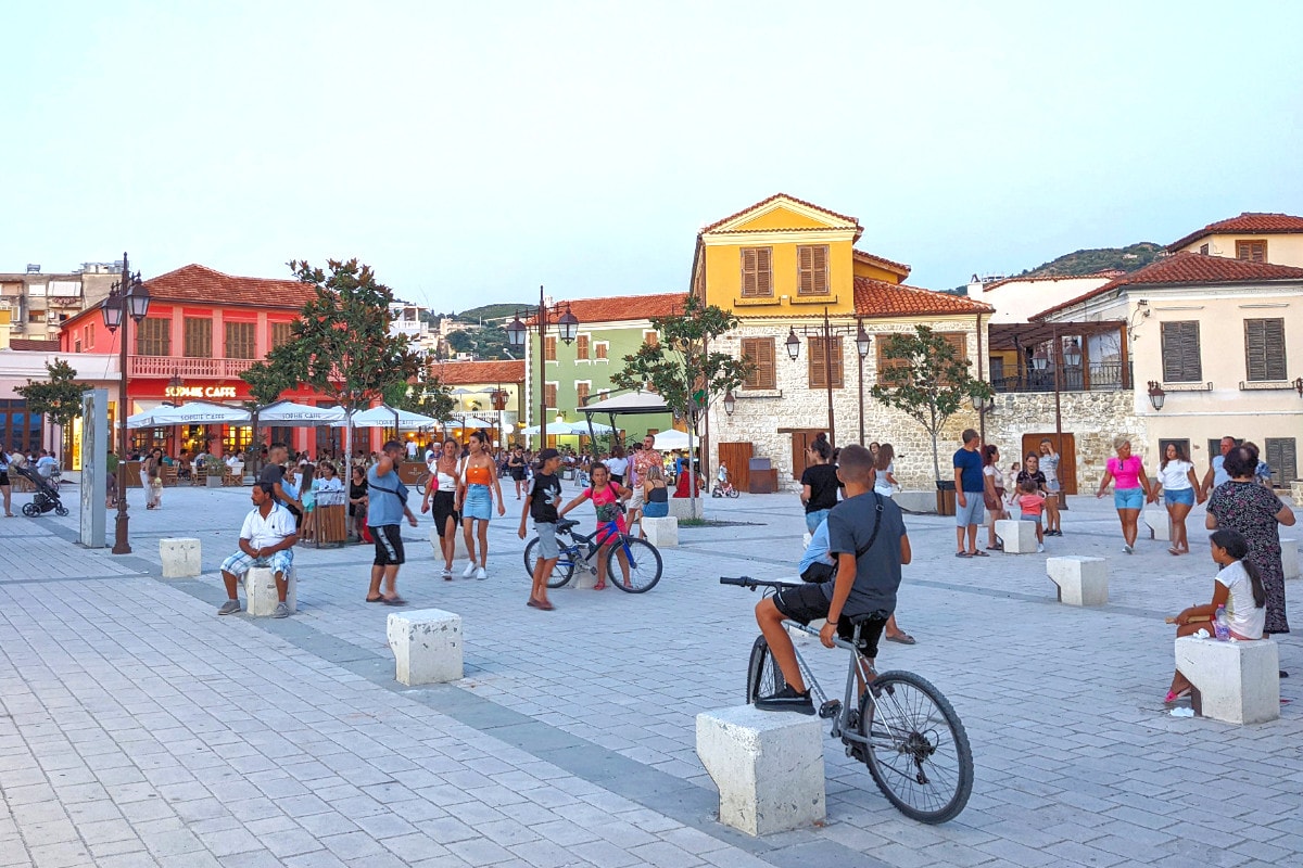 people strolling near the old town of vlore